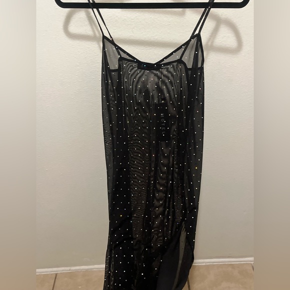 NWT MOTEL Batis Maxi Dress in Crystal Net Black Sheer - Picture 8 of 14
